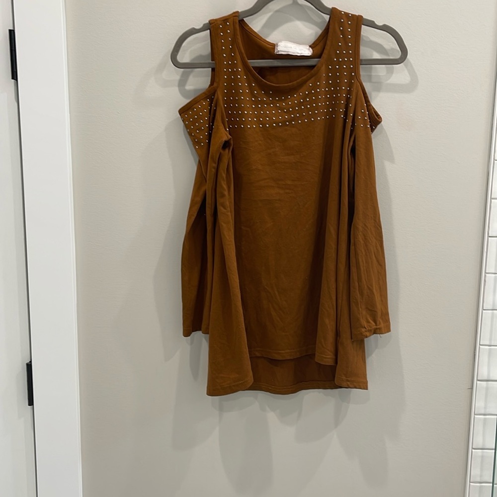 Women open shoulders long sleeve top size s